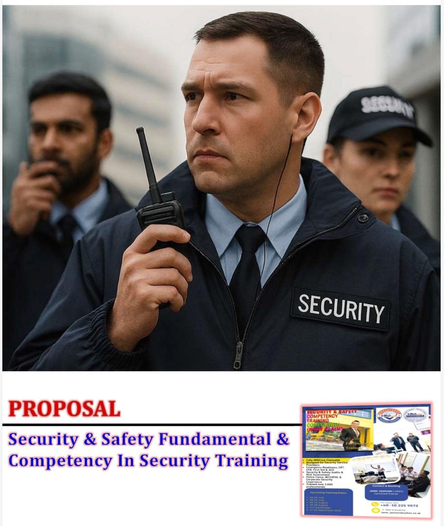 Programme poster: Security & Safety Fundamental & Competency in Security Training proposal by Top Gun Consultancy