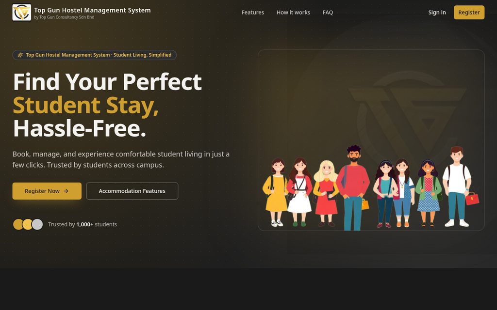 TG HMS — Hostel Management System — Education / Student Residence Management platform built by Top Gun Consultancy